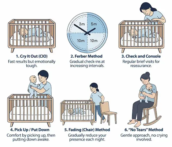 Visual guide to the fading method for gentle sleep training