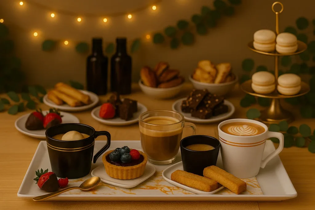 A cozy setup with a mug of herbal tea, a water bottle