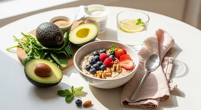 A realistic postpartum snack plate with nuts, cheese