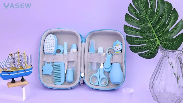 A small basket containing a digital thermometer